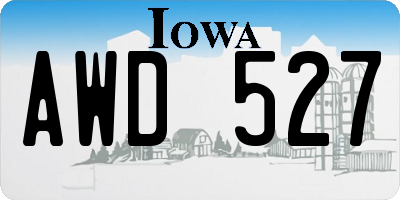 IA license plate AWD527