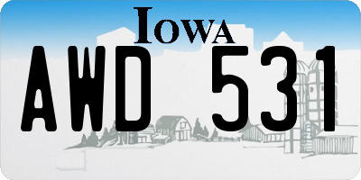 IA license plate AWD531