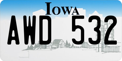 IA license plate AWD532