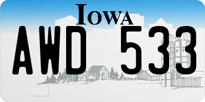 IA license plate AWD533