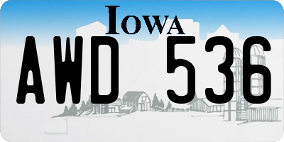 IA license plate AWD536