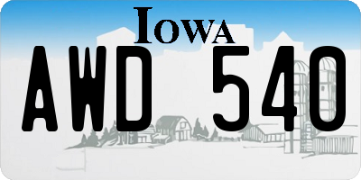 IA license plate AWD540