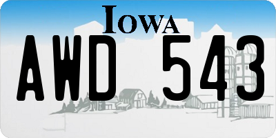 IA license plate AWD543