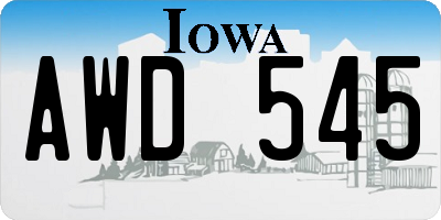 IA license plate AWD545