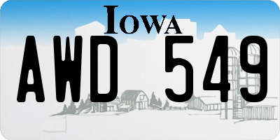 IA license plate AWD549