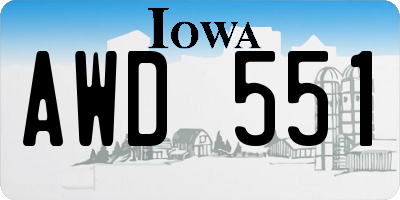 IA license plate AWD551