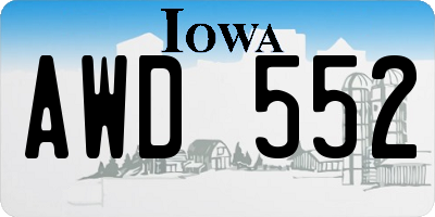 IA license plate AWD552