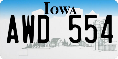 IA license plate AWD554