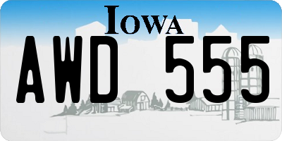 IA license plate AWD555