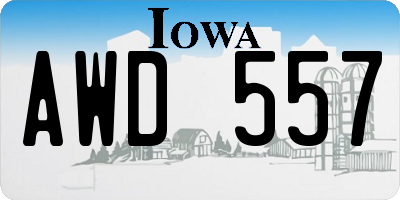 IA license plate AWD557