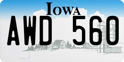 IA license plate AWD560