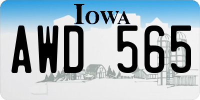IA license plate AWD565