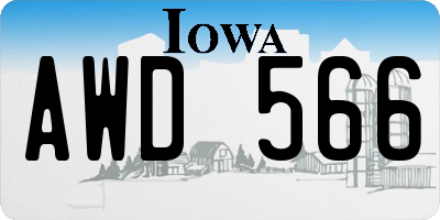 IA license plate AWD566