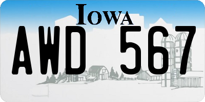 IA license plate AWD567