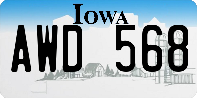 IA license plate AWD568