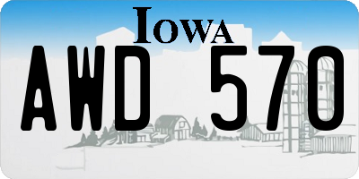 IA license plate AWD570