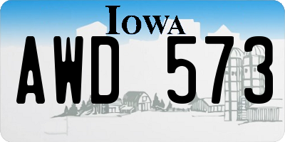 IA license plate AWD573