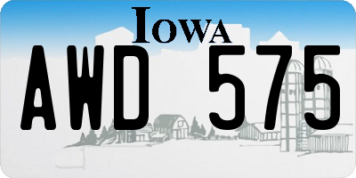 IA license plate AWD575