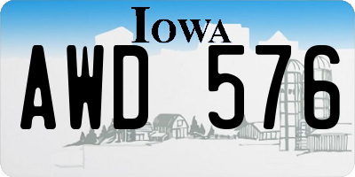 IA license plate AWD576