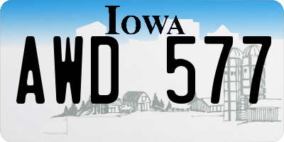 IA license plate AWD577