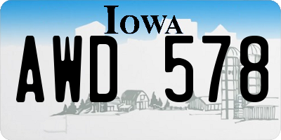 IA license plate AWD578