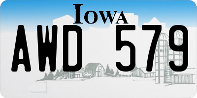 IA license plate AWD579
