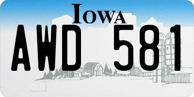 IA license plate AWD581