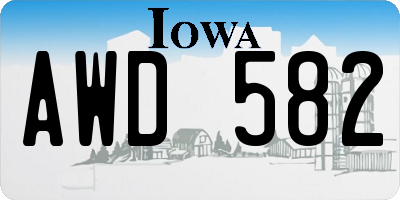 IA license plate AWD582