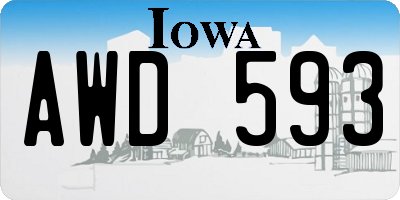 IA license plate AWD593