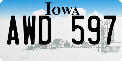 IA license plate AWD597