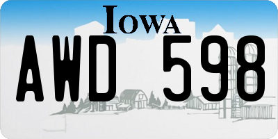 IA license plate AWD598