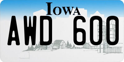 IA license plate AWD600