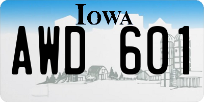 IA license plate AWD601
