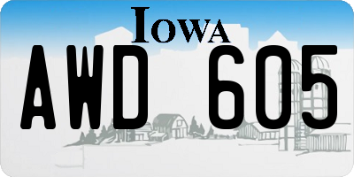 IA license plate AWD605