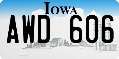 IA license plate AWD606
