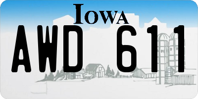 IA license plate AWD611