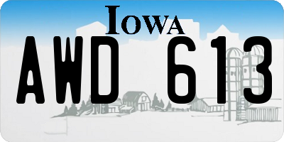 IA license plate AWD613