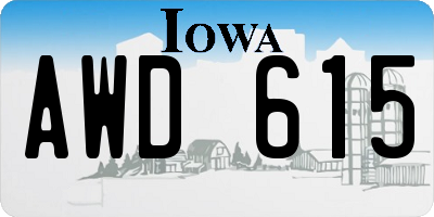 IA license plate AWD615