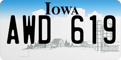 IA license plate AWD619