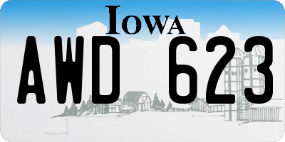 IA license plate AWD623