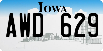 IA license plate AWD629