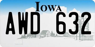 IA license plate AWD632
