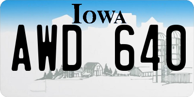 IA license plate AWD640