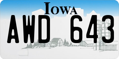 IA license plate AWD643