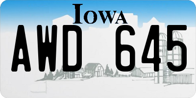 IA license plate AWD645