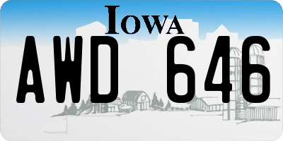 IA license plate AWD646