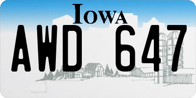 IA license plate AWD647