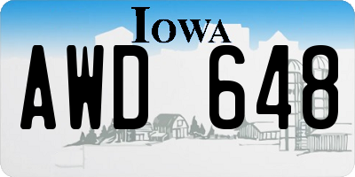 IA license plate AWD648