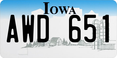 IA license plate AWD651