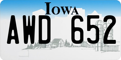 IA license plate AWD652